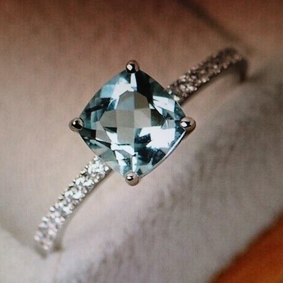 🌸 Closeout! Women's aquamarine ring 925 filled - Picture 2 of 8